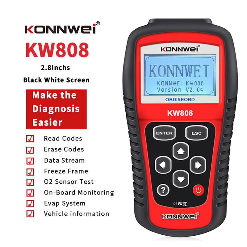 KONNWEI KW808 OBD2 Diagnostic Scanner Auto Car Automotive OBD Code Reader Engine Fualt Reset Tool Light Scanning Machine OBDII | Автомобили