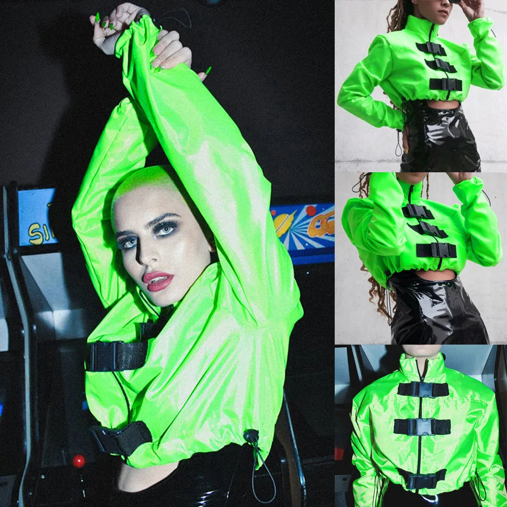 SAGACE Женская флуоресцентная зеленая сумка с высоким воротником и застежкой