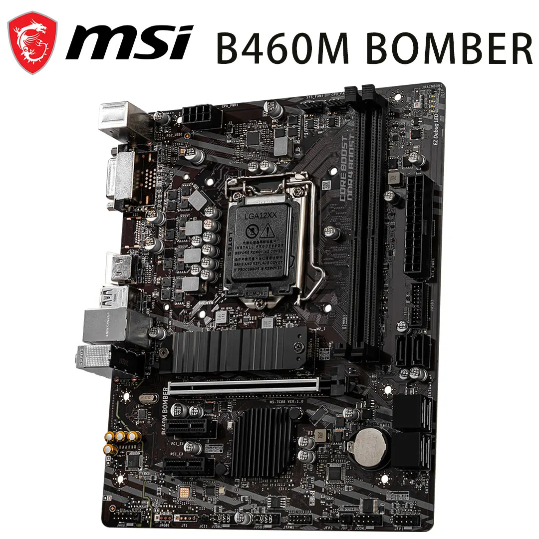 Bestellen 2021 Mainboard MSI B460M B460 BOMBER LGA 1200 Buchse Intel B460 DDR4 Speicher 64GB PCI-E 3,0 M.2 Micro ATX Neue Desktop Motherbord