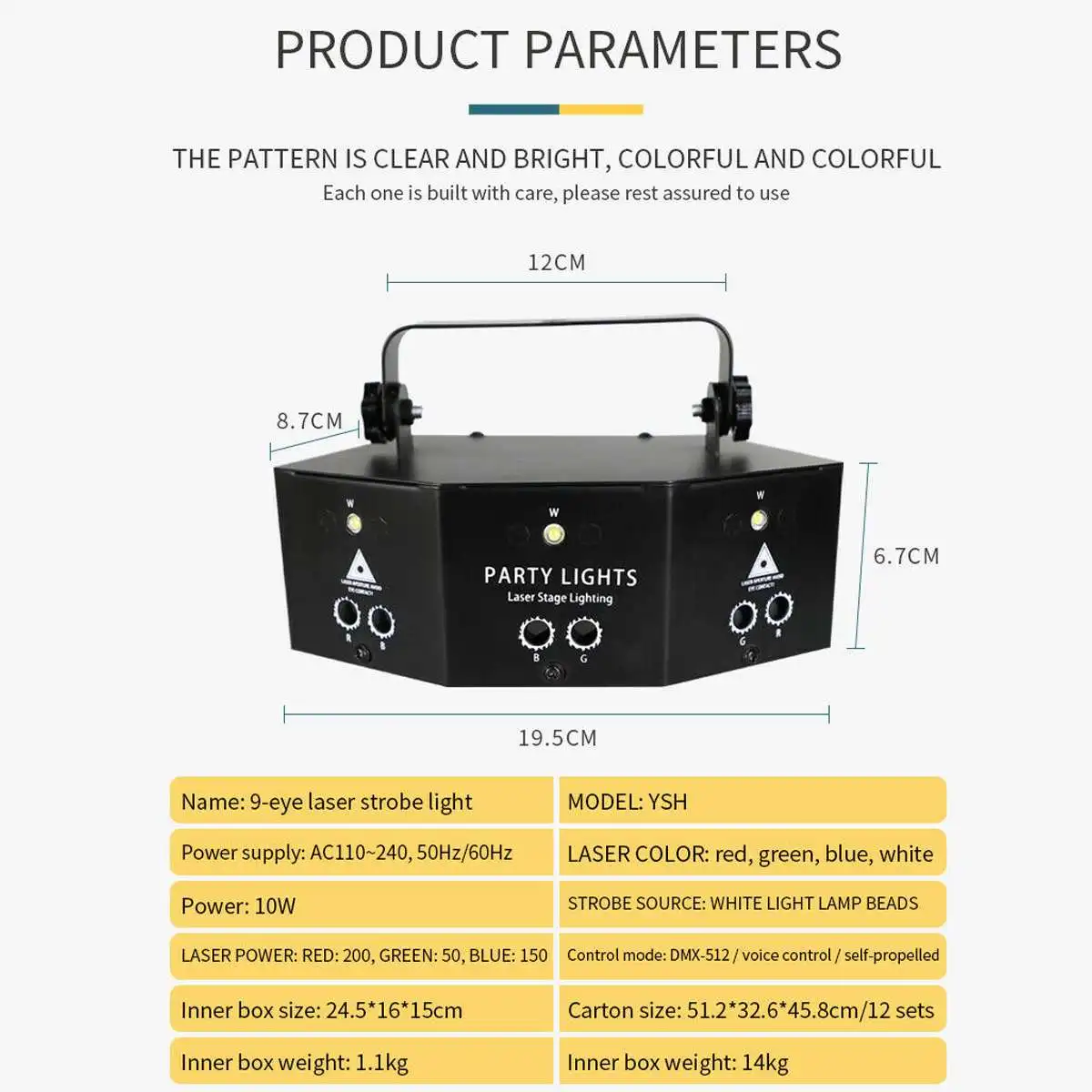 

9 Eyes DMX LED Controller Music Light RGB Laser For Christmas New Year Stage Par Disco Home Party Decoration Noel Strobe Lights