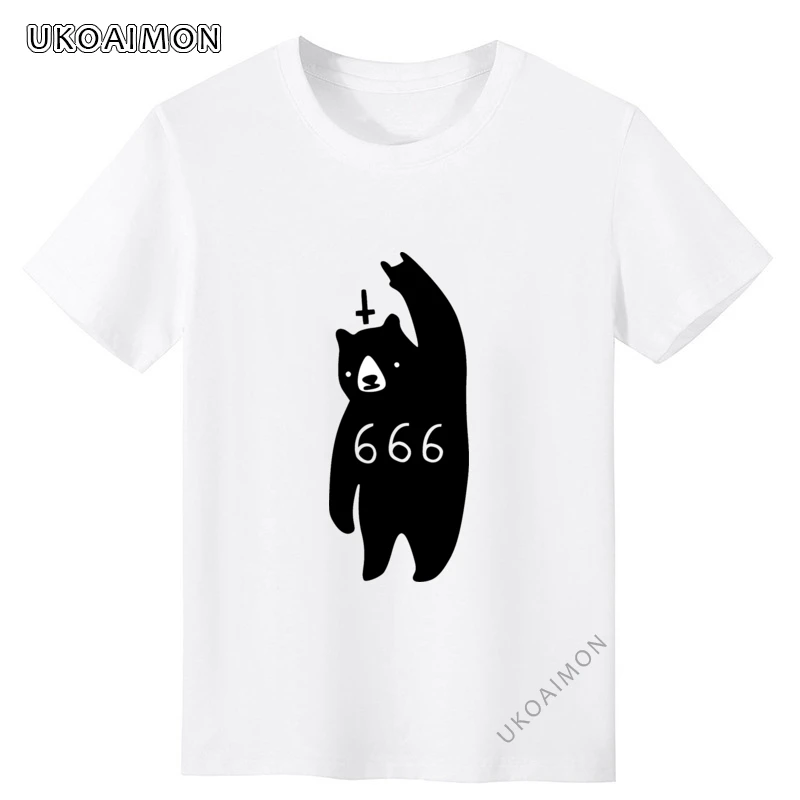 

Новое поступление 666, металлические облегающие летние свободные футболки для фитнеса с черным медведем, Молодежные футболки высокого качес...