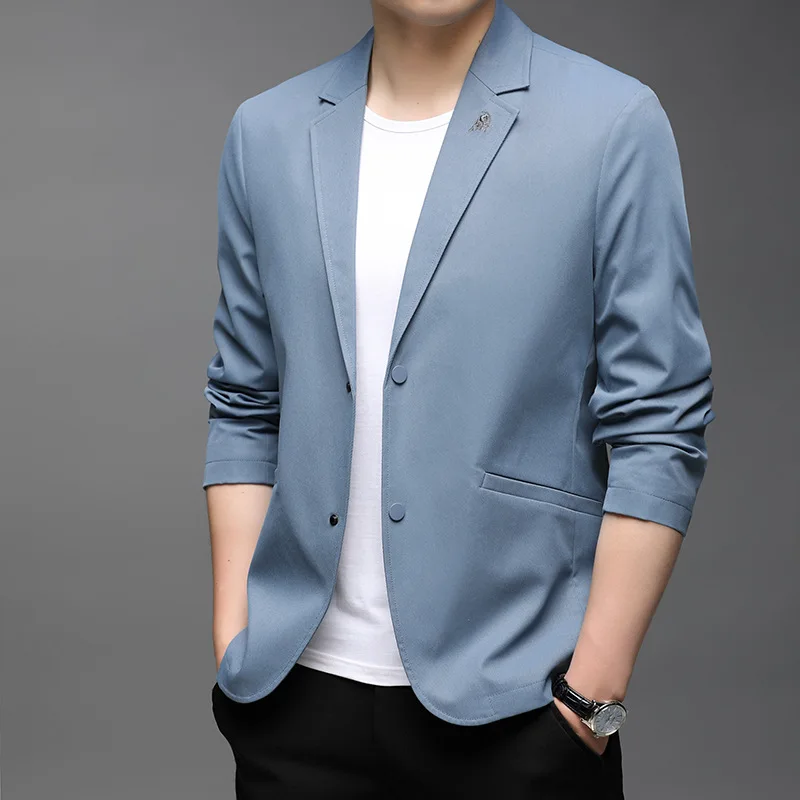 

Мужская одежда, Новинка весна-осень 2021, мужской повседневный модный костюм в Корейском стиле, однобортный мужской блейзер, приталенный силу...