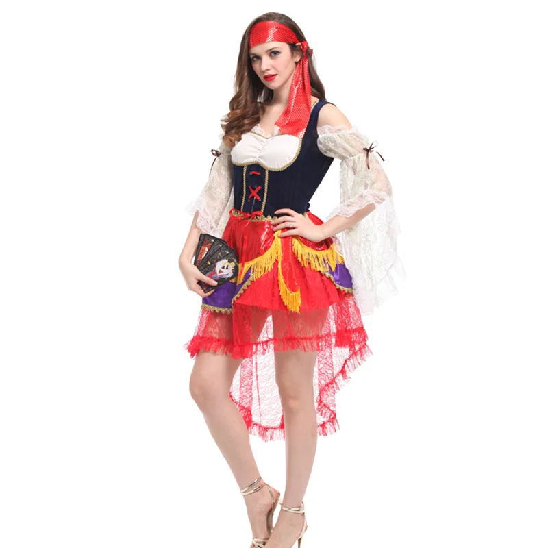 Красный Женский пиратский костюм на Хэллоуин воин косплей карнавал Пурим парад