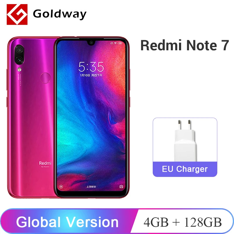 Глобальная версия Xiaomi Redmi Note 7 4 Гб 128 мобильный телефон Snapdragon 660 Octa Core 6," FHD+ безрамочный экран с 48MP Камера 4000 мА/ч, FCC CE