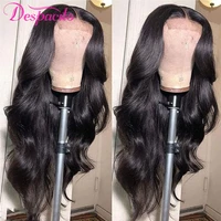 cheap human woman hair wigs brazilian body wave lace closure long wig middle brown t lace 4x1 5x1 6x1 pre plucked 150 density