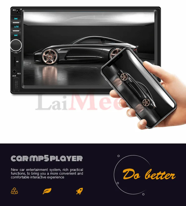 2 DIN Авторадио Bluetooth Mirrorlink автомобильный стерео " HD MP5 Автомобильный мультимедийный проигрыватель Aux FM входной приемник с задней камерой