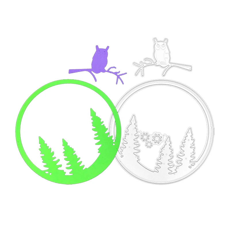 Julyarts Вырубные штампы с изображением круглых ветвей совы для оформления