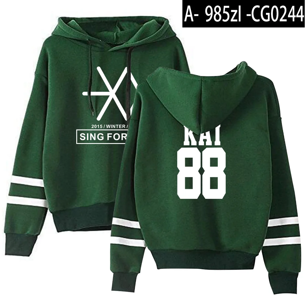 Kpop EXO милый женские худи Harajuku Повседневный Спортивный костюм Свободная Толстовка с капюшоном корейский стиль свободная толстовка с капюшоном женские флисовые толстовки - Цвет: green