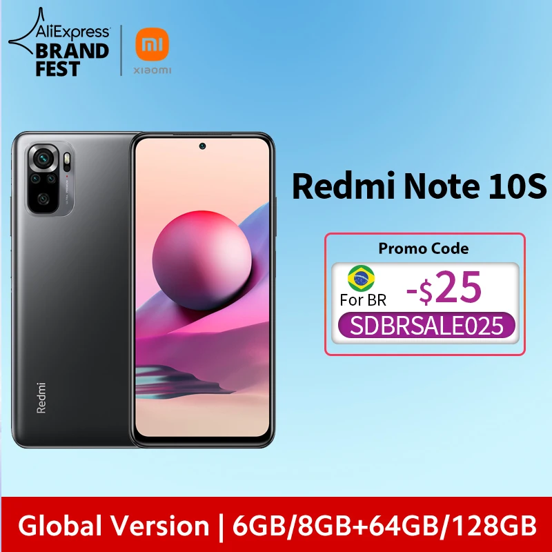 [Мировая премьера В наличии] Xiaomi Redmi Note 10S Глобальная версия Смартфон 64Мп Камера