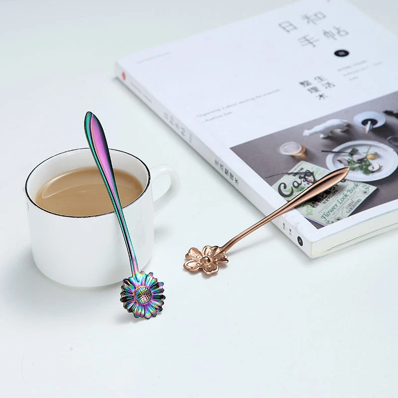

Stainless Steel Flower Shaped Coffee Spoon Petal Spoon Coffee Spoon Stirring Flower Dessert Spoon Kitchen Japanese Tableware