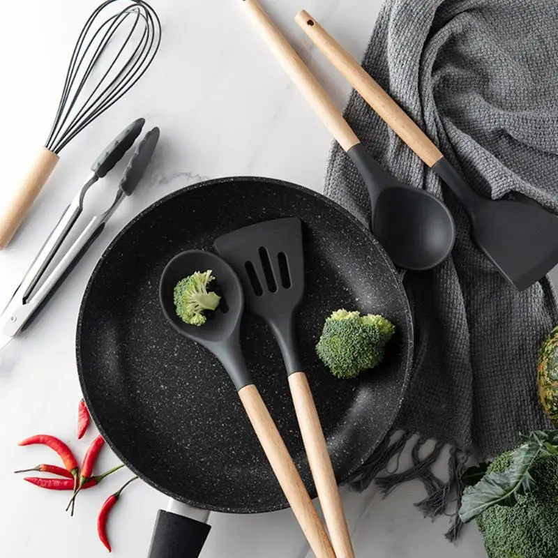 Кухонная силиконовая антипригарная кухонная ложка шпатель ковш для яиц набор