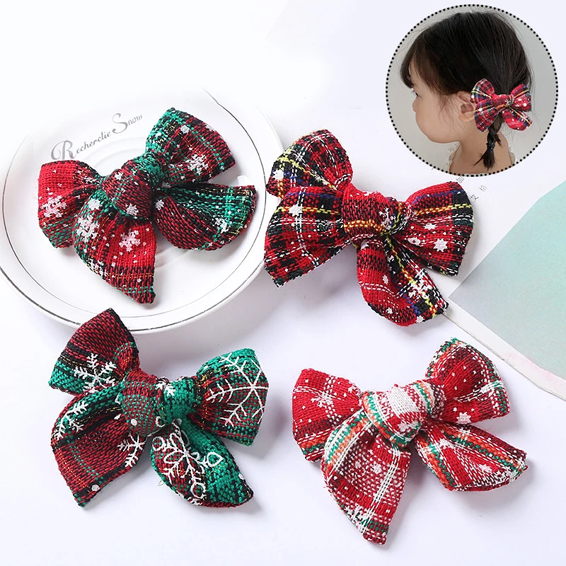 

INS Bow Hair Clips For Baby Girls Christmas Headwear Wholesale Cartoon Cute Sweet Children's Hair Accessories Hair Clips