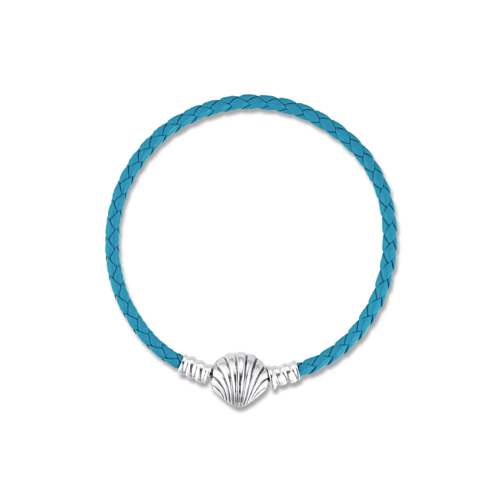 Новинка 2020 бирюзовые плетеные кожаные браслеты для женщин серебро 925 пробы