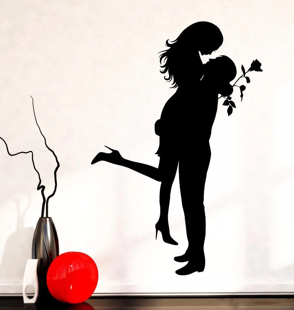 Домашний декор романтическая девушка человек настенные наклейки &quotLove&quot Роза