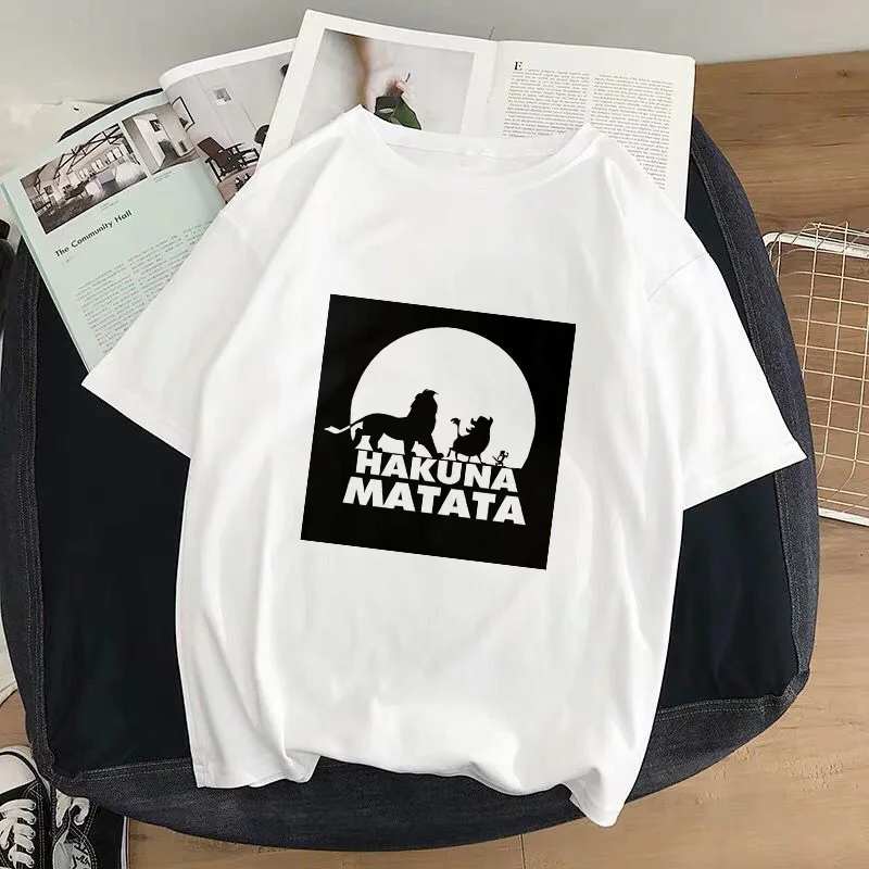 Футболка с изображением Льва короля из мультфильма для женщин, новинка года, летняя модная футболка, Повседневная футболка с изображением Харадзюку, Женская милая футболка, Топы, одежда - Color: YH-2212