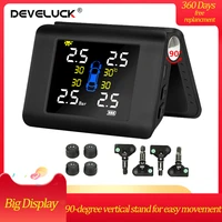 develucktpms tyre pressure solar power led display with 4 built in or external sensor monitoring intelligent auto alarm system