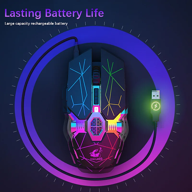 

X13 2.4GHz USB Receiver Wireless Charging Gaming Mouse Silent Water-cooled Luminous Mechanical Mouse