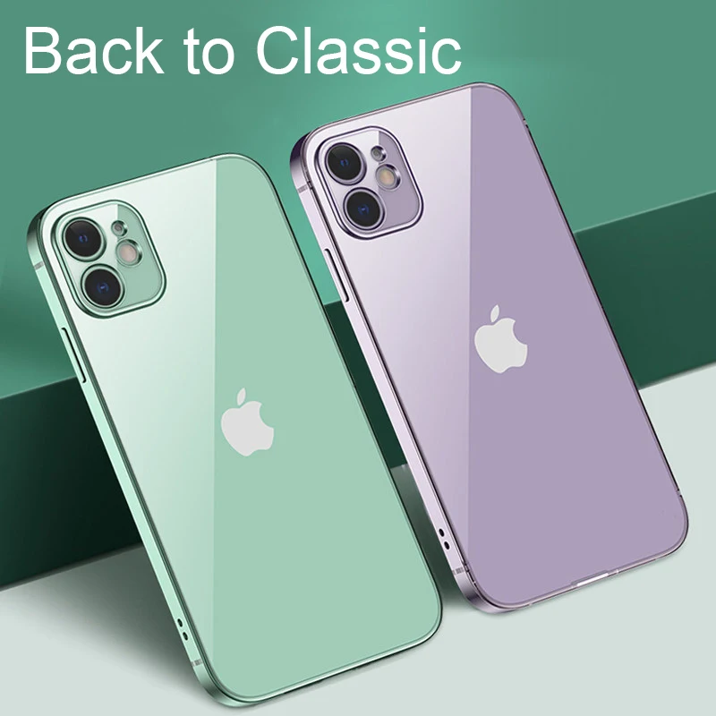 

For iPhone 11 12 mini X XS XR Case Plating Flat Sides Soft TPU Shockproof Cover Phone Case For Apple iPhone 11 12 Pro Max