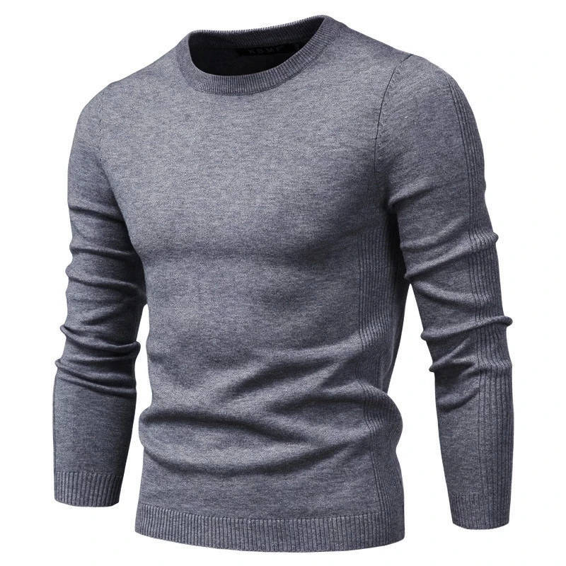 

2020 autumn new casual solid color coarse wool cotton sweater pullover men's fashion slim O-neck pullover sweater men