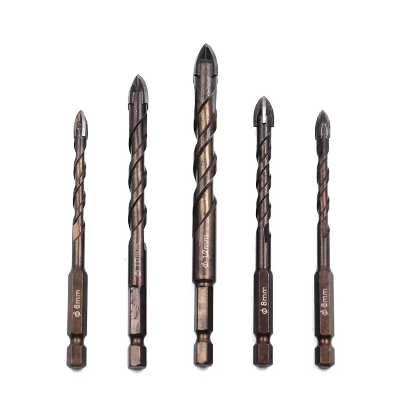 

6/8/10/12mm Cross Hex Tile Drill Bits Set for Glass Ceramic Concrete Hole Brick Hard Alloy tiles stone granite Glass Drill Bit