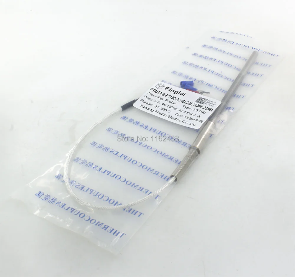 FTARP08 - Термометр сопротивления с ПТ100 типом 4 провода, кабель PTFE длиной 0,25 м и гибкой зондой из нержавеющей стали 316L длиной 120 мм.