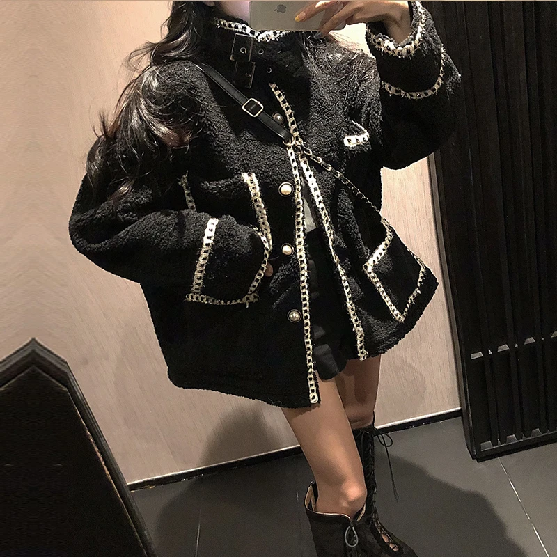 Женский свободный кардиган Теплый жакет с небольшим ароматом корейский стиль