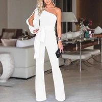 stylish lady one shoulder rompers and jumpsuits 2020 women long split sleeve club party bandage office lady elegant overalls