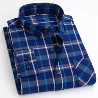 new spring autumn 100 cotton flannel plaid mens shirts casual long sleeve regular fit dress shirts for man clothes 6xl 5xl 4xl