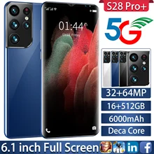 S28 Pro+ 6.1-inch Smartphone 6000mAh 16GB RAM+512GB ROM Global Version Full-screen Android Mobilephone 4G 5G Network Phone