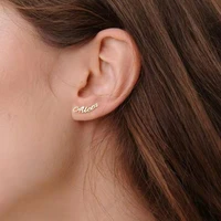 custom name earrings stainless steel personalized name nameplate stud earrings jewelry for women christmas gifts