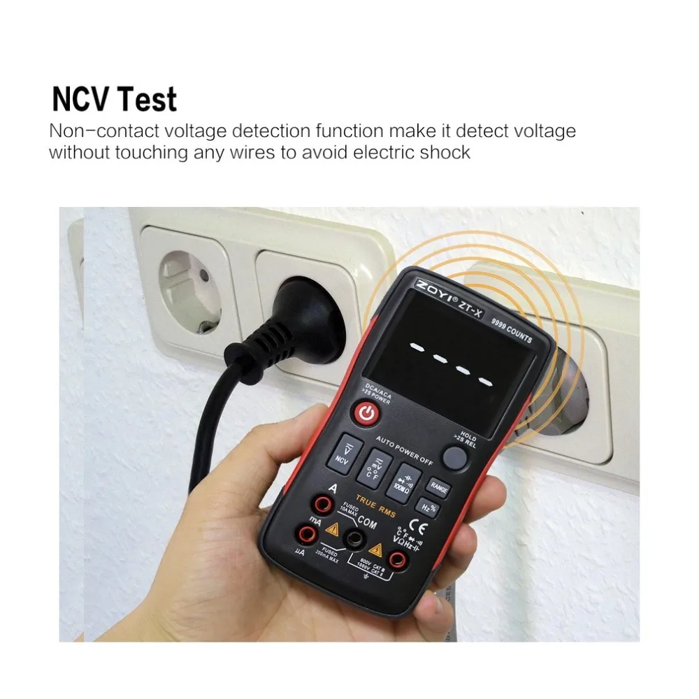 

New Digital Multimeter Auto Range True RMS AC/DC Volt Amp Ohm Capacitance Duty Cycle NCV Diode Temperature Tester 9999 Counts