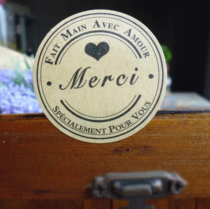 120 шт./упак. крафт Бумага круглой формы в форме сердца пекарня запечатывания