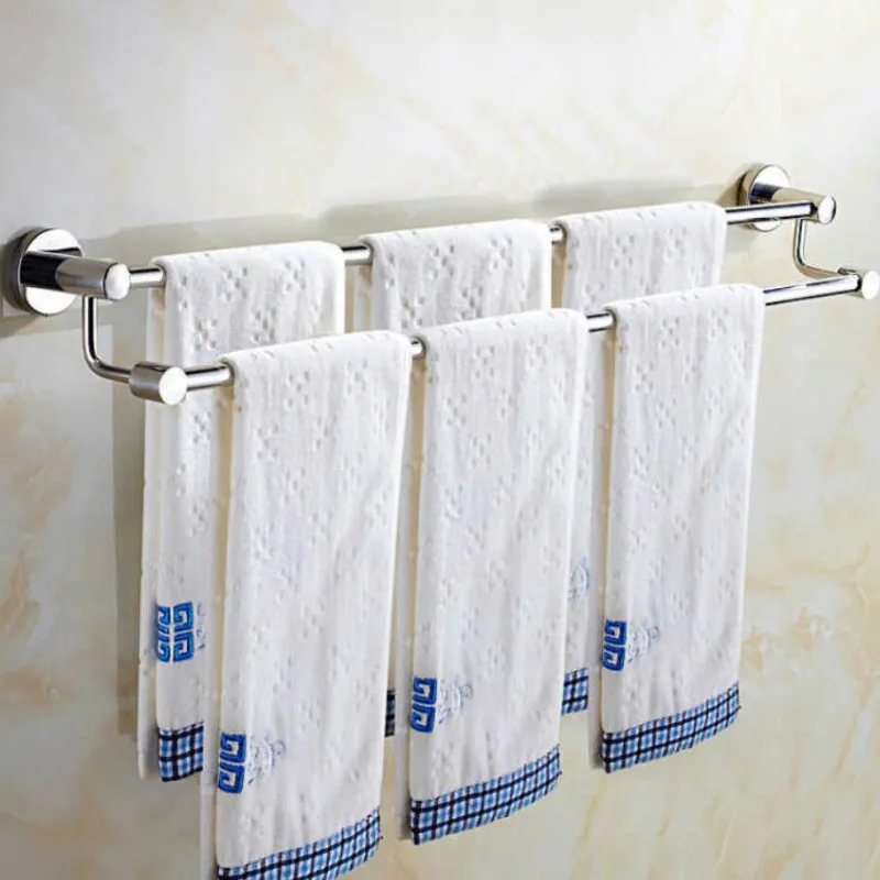 

Punch-free Hot Bathroom 304 Stainless Steel Towel Rack Bathroom Shelf Towel Rack Toilet Towel Rack Single and Double Rod G8096