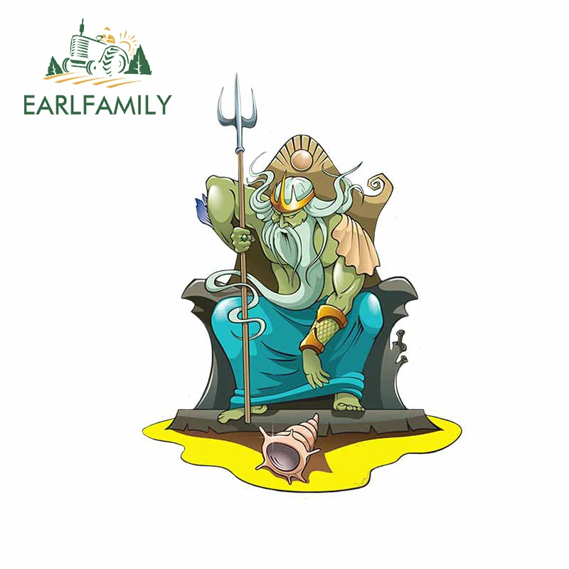 

Мотоциклетная графика EARLFAMILY, 13 см х 10 см, для Посейдона, морского короля, Греции, наклейки с персонажами из мультфильмов, автомобильные наклейки индивидуальные
