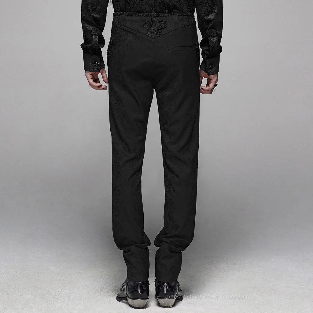 Мужской костюм в стиле панк готический черный с цветочным принтом и