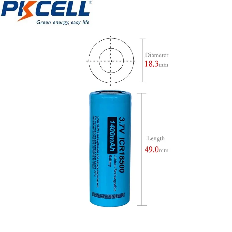 10 шт./лот PKCELL ICR 18500 3 7 в литий ионная аккумуляторная батарея 1400 мАч ионные батареи
