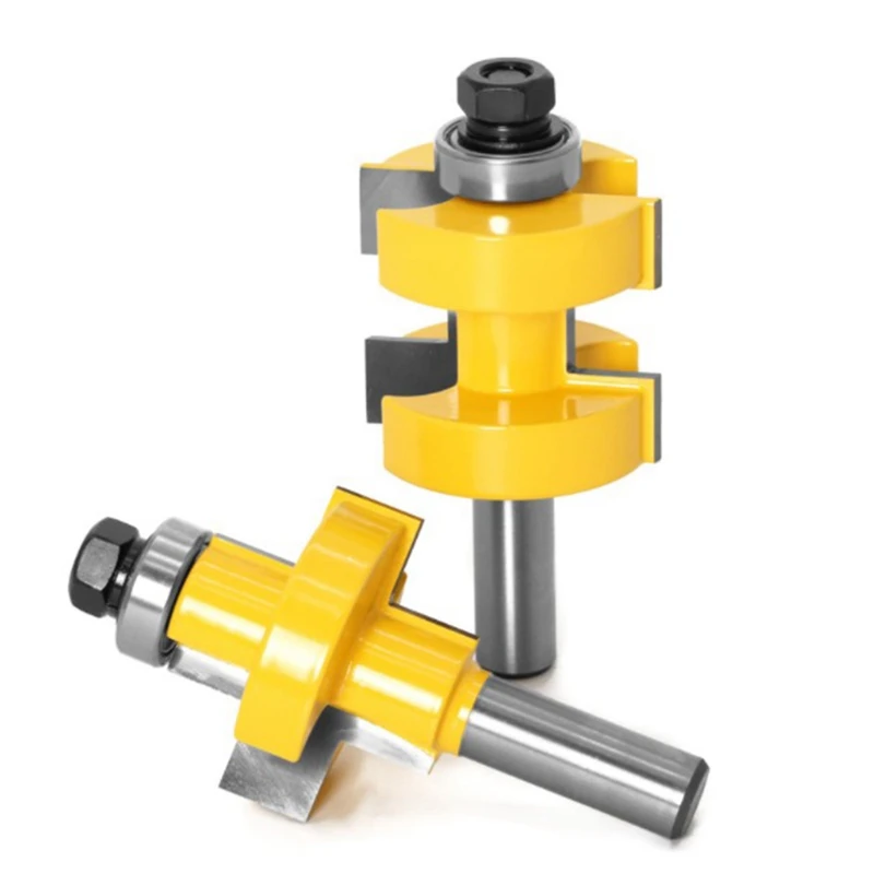 

2Pc 12mm Shank High Quality Large Tongue & Groove Joint Assembly Router Bit Set Stock Wood Cutting Tool