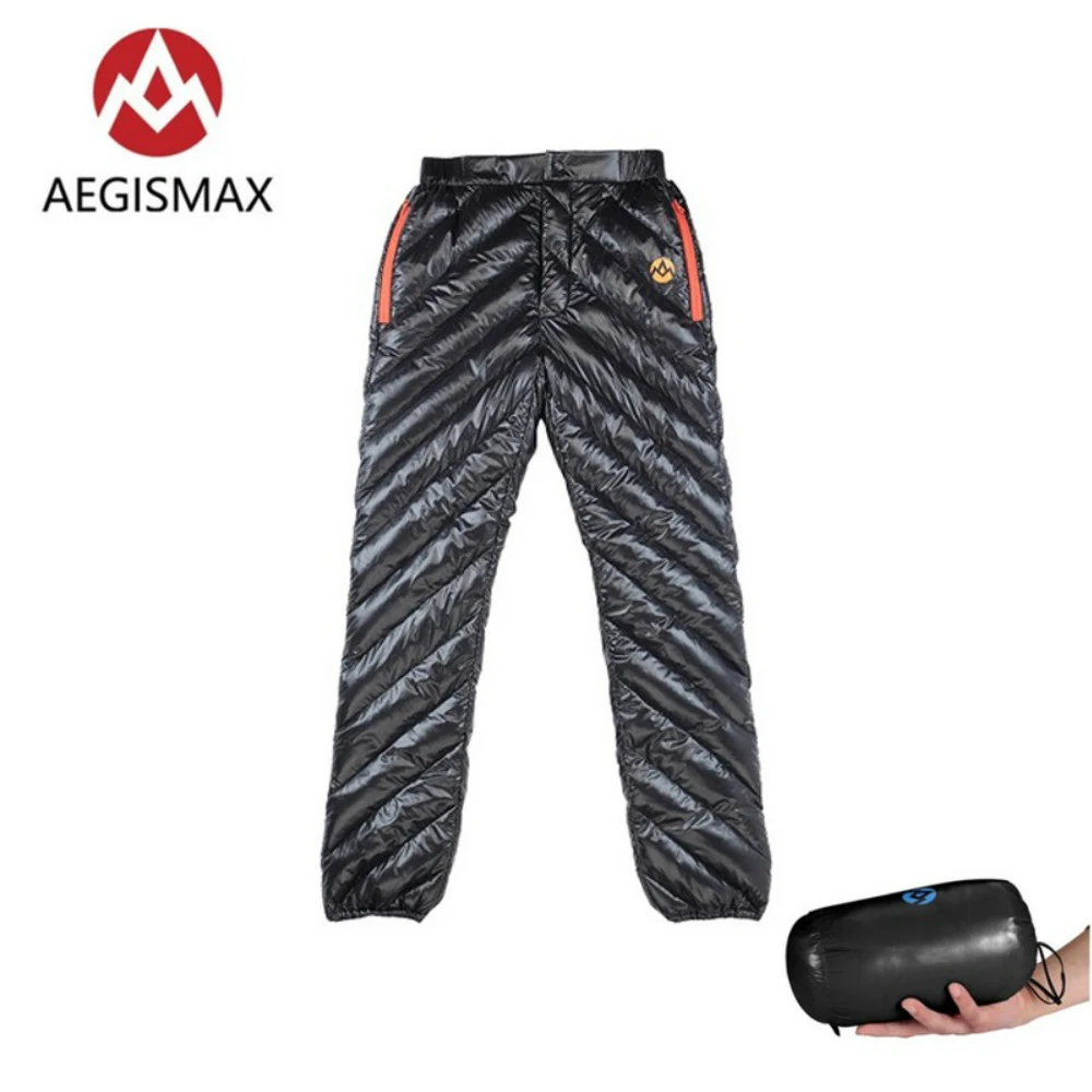 AEGISMAX 95% White Goose Down Men Pants Ultralight Waterproof Outdoor Winter Camping Hiking Backpacking Trip Warm Trousers 800FP
