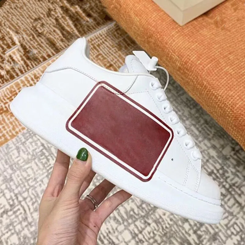 

Women Leather Leisure Shoes Mid Heel Platform Solid White New Hot Summer Lace-Up Round Toe 3D Print Novel Personality Sneakers