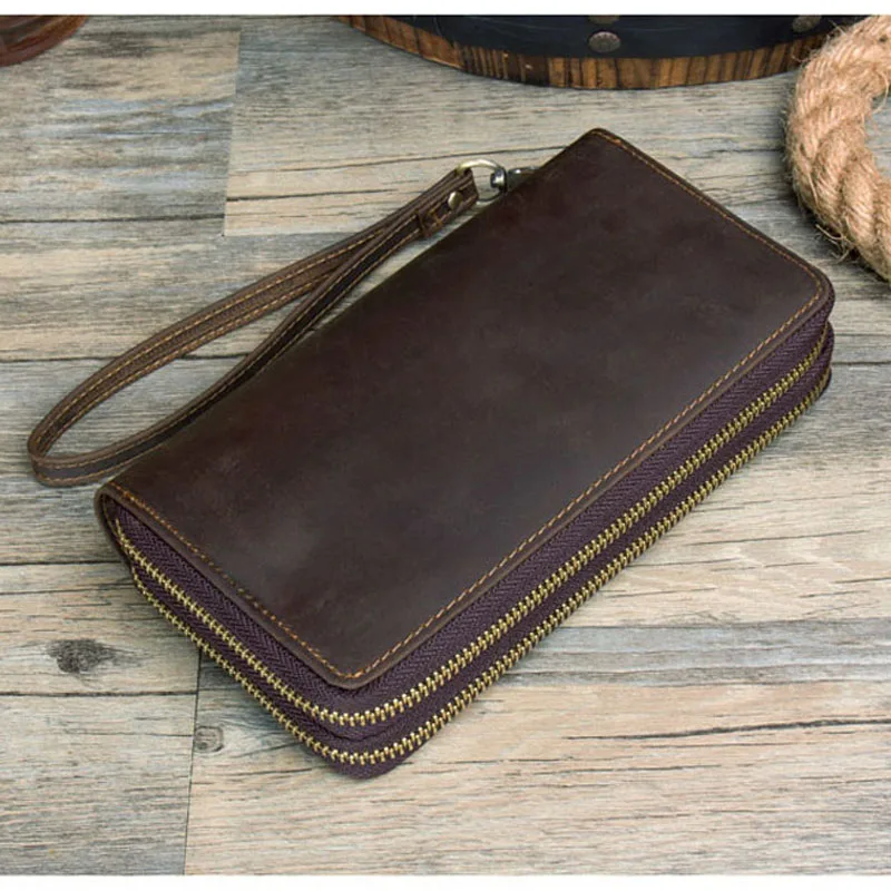 Мужской кошелек из натуральной коровьей кожи с натуральным лицевым покрытием Crazy