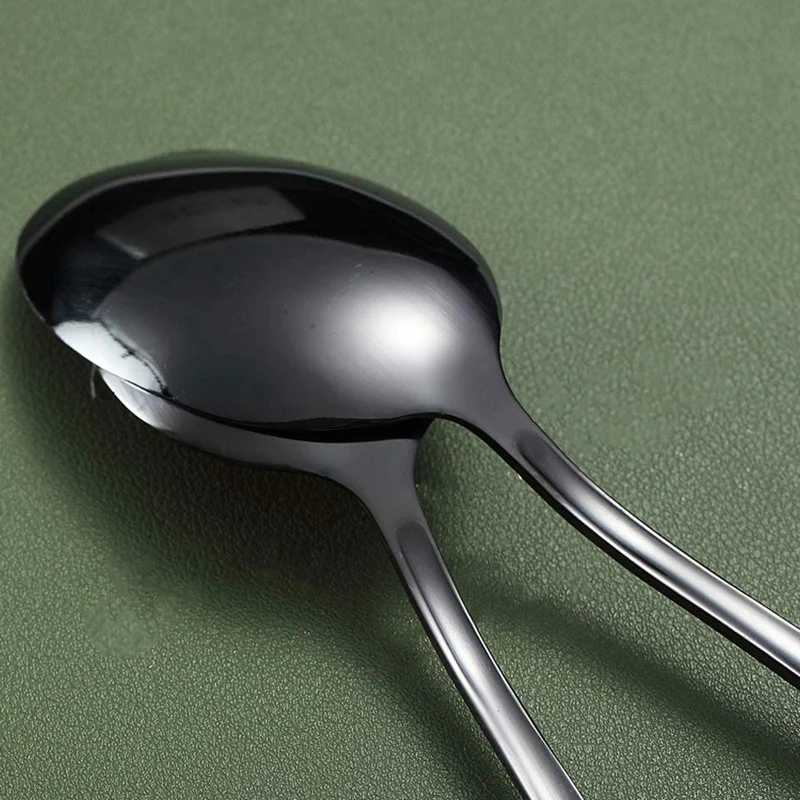 

Stainless Steel Spoon, Titanium Black Gold Plated, Black Gold Spoon, Dessert Spoon, Silver, Dishwasher, 6 Pieces