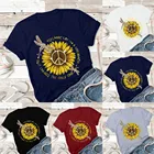 Футболка в стиле Харадзюку, женские футболки, летняя футболка с коротким рукавом и графическим рисунком подсолнуха, хлопковая футболка, топы, женские футболки 2020, женская футболка