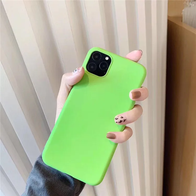 Classic Solid Color Case for Apple Phone 8 plus 7 iPhone Fresh Green Silicone Xs Max iphone 11 xs case girls | Мобильные телефоны и