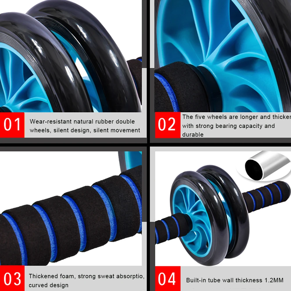 

5-in-1 Muscle Trainer Wheel Roller Kit AB Wheel Abdominal Roller With Push UP Bar Jump Rope Knee Pad Gym Home Fitness Equipment