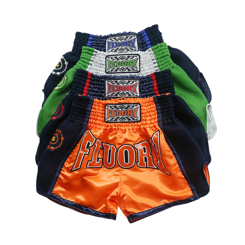 Детские шорты fluory Muay Thai с вышитыми нашивками для кикбоксинга|Боксерские трусы| |