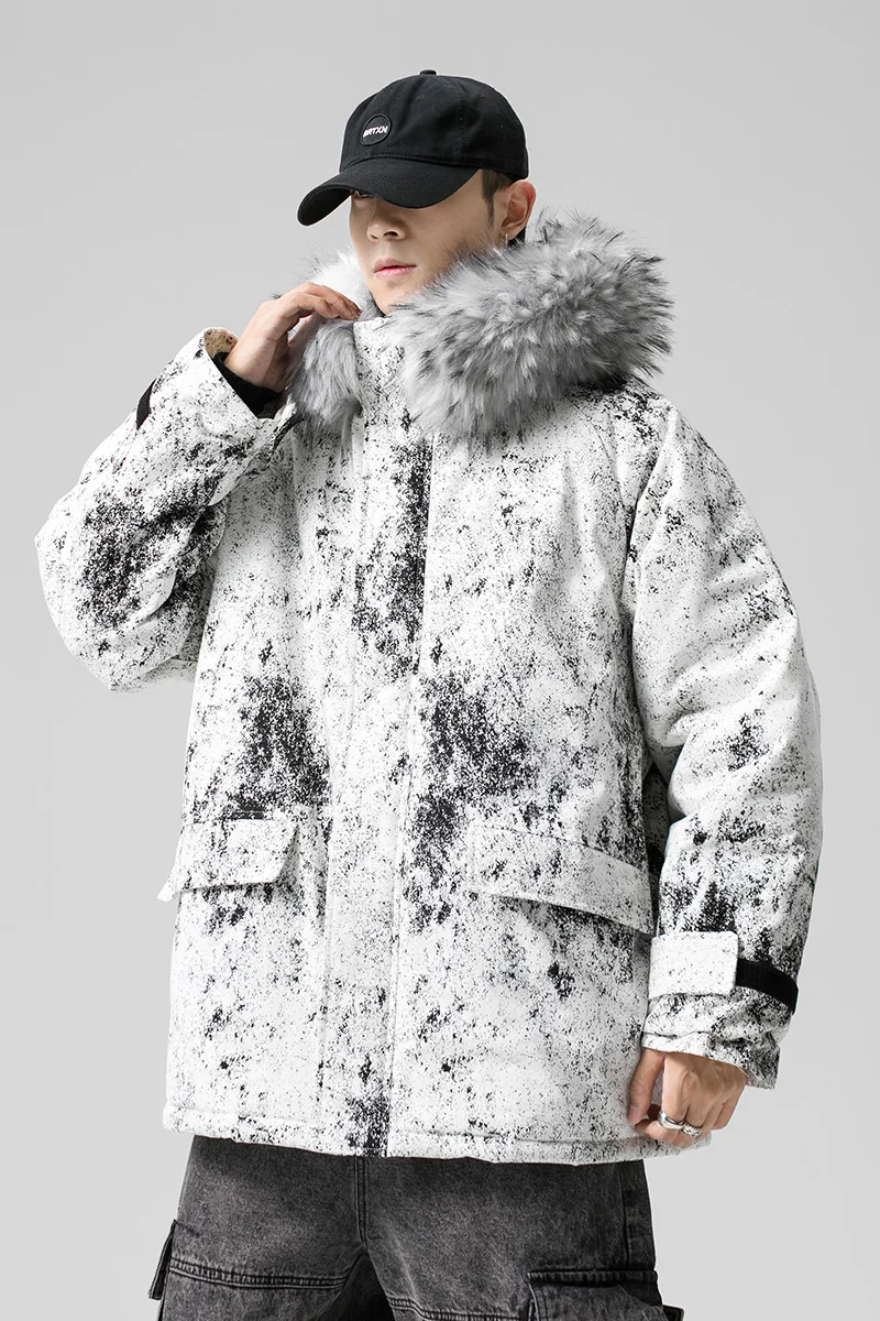 

2020 Men Winter Warm Fur Hooded Jacket Parkas Mens Outdoors Fashion Warm Thick Black Coat Parkas Male Cotton Padded Jackets 5XL