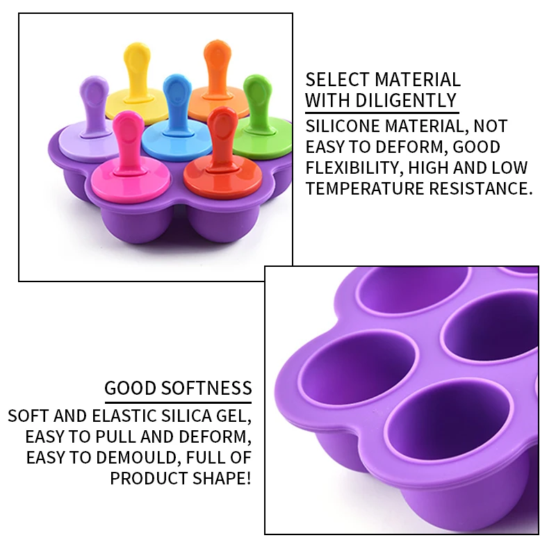 7 отверстий силиконовые мини Мороженое Плесень шарик мороженого на палочке