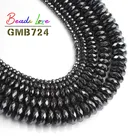 Бусины из натурального камня граненые черные гематитовые круглые бусины-разделители свободные бусины для аксессуаров Diy для браслета 15 дюймов