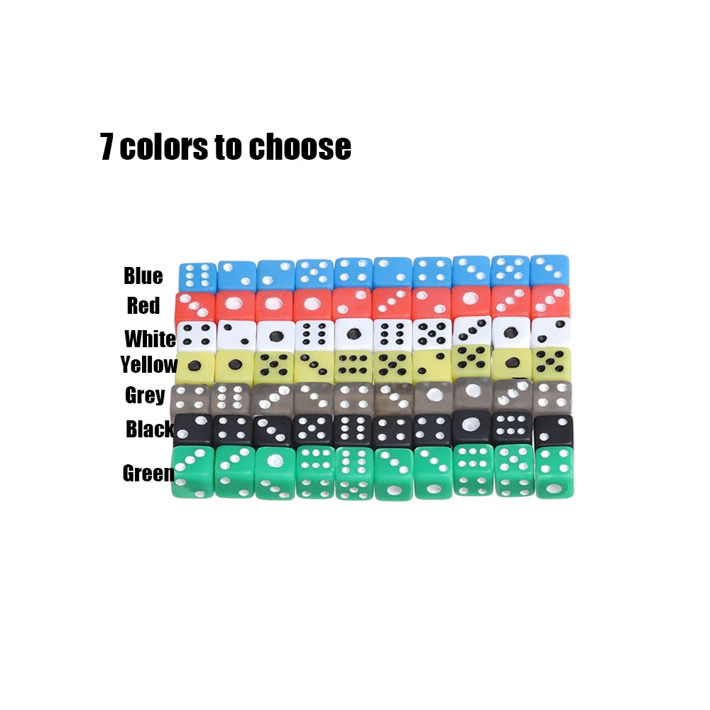 50 шт./пакет 5 мм акриловые игральные кости Стандартный 6 двухсторонняя