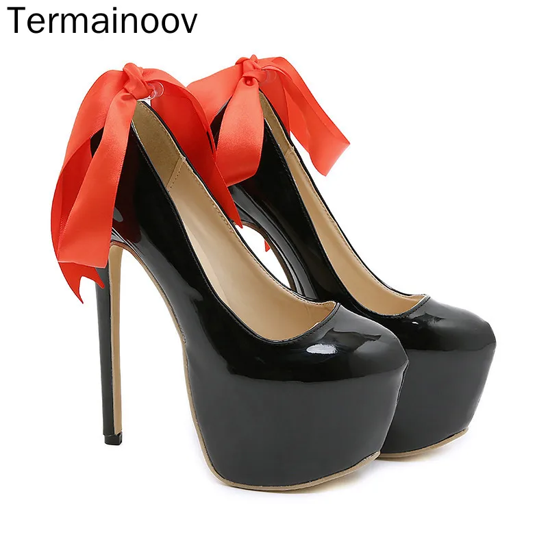 Женские туфли-лодочки на высоком каблуке с круглым носком 16 см | Обувь